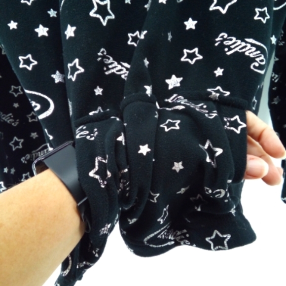 Candies Quarter Zip Black Hoodie with Lettering Kangaroo Pocket Juniors L Warm - Picture 8 of 8